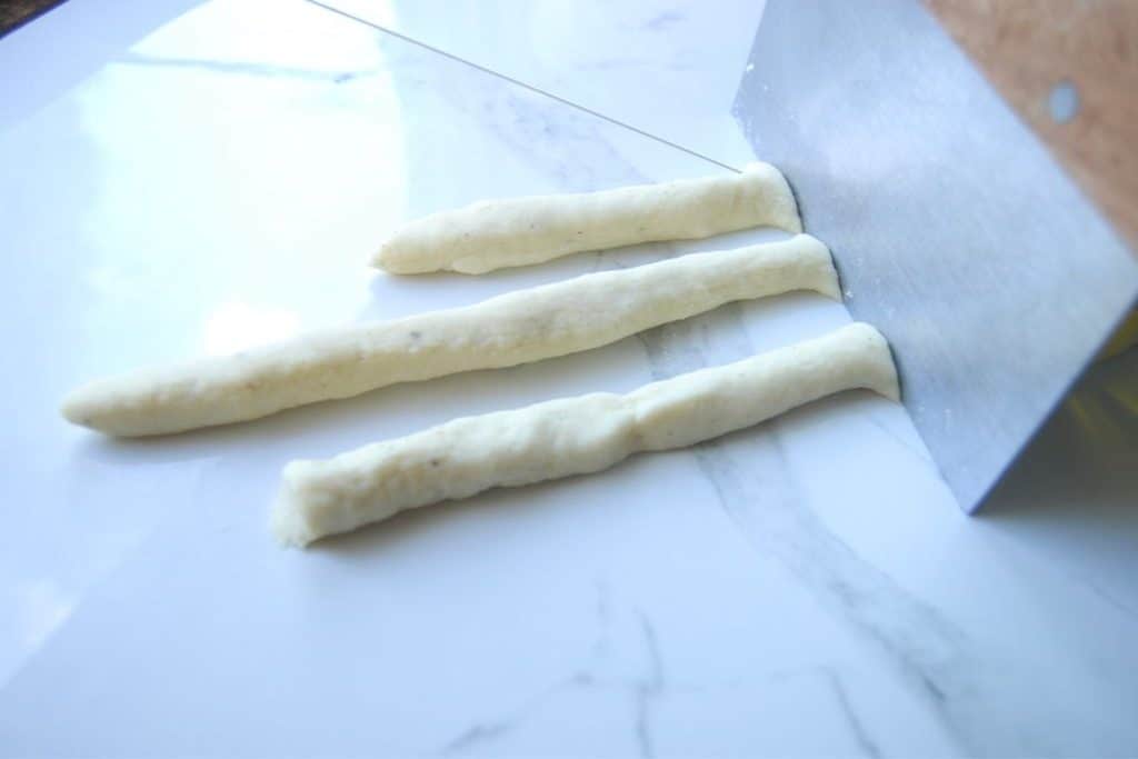 gnocchi pasta logs ready to be sliced.