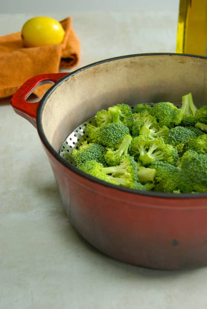 Vegan cheesy broccoli side dish.