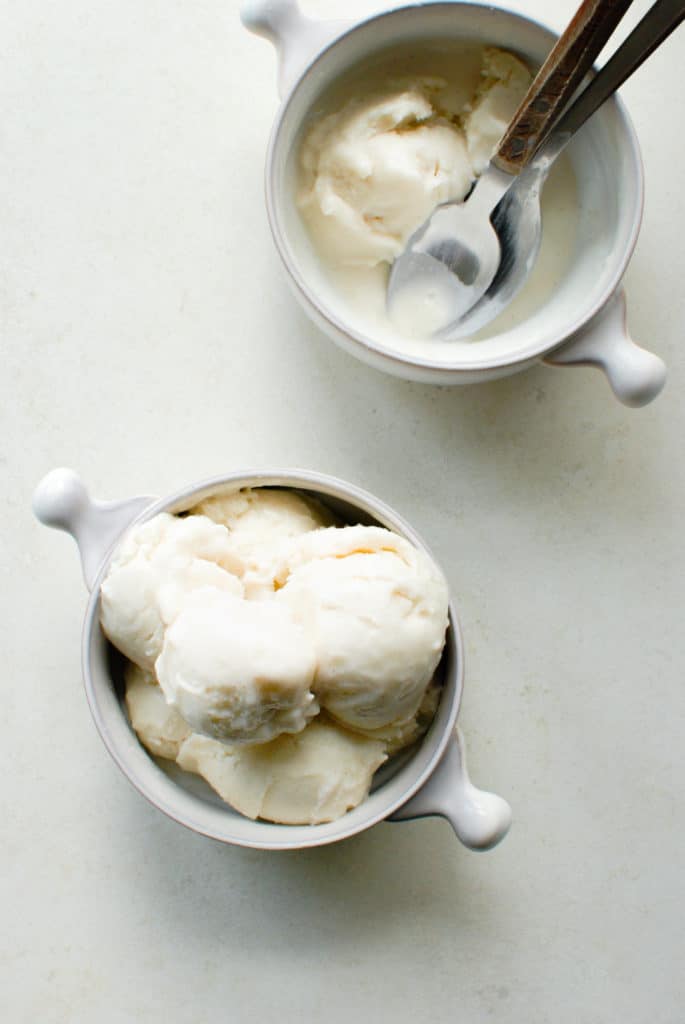 2 bowls of willamette transplant's (WT) recipe for vegan vanilla ice cream.