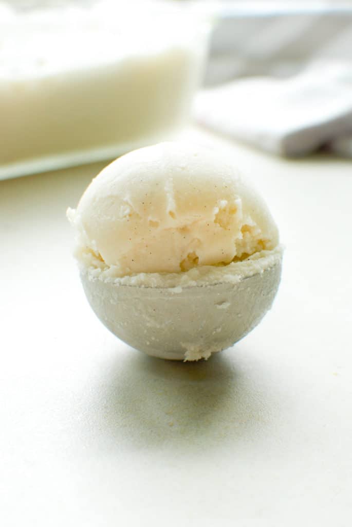 a scoop of vegan vanilla ice cream