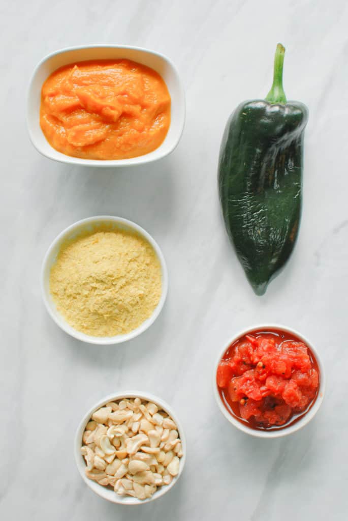 ingredients to make a savory pumpkin queso dip