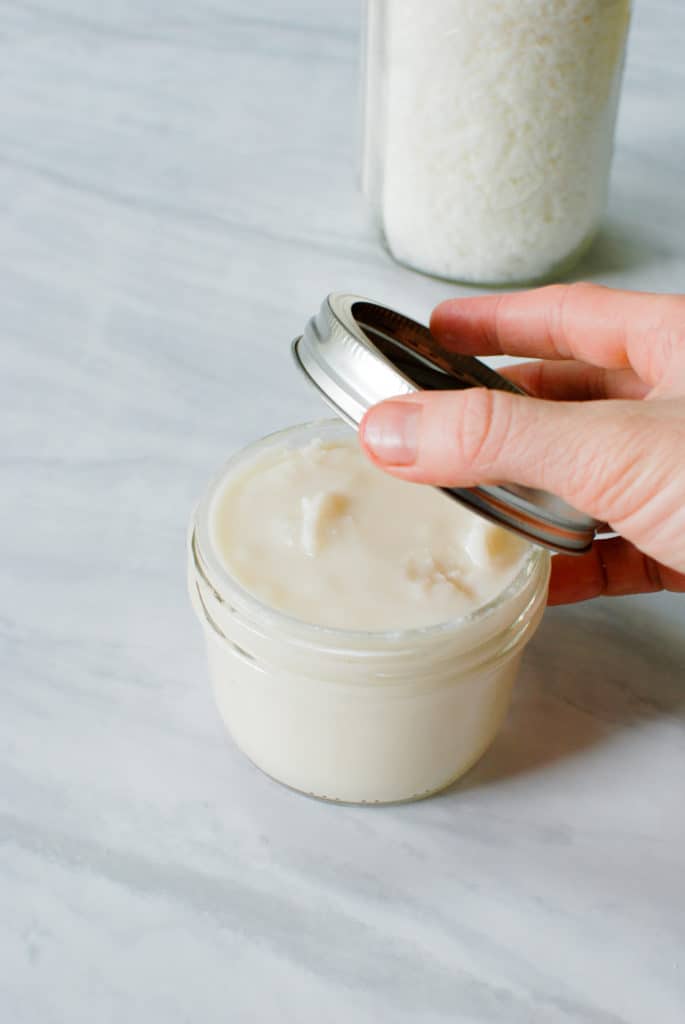 a jar of homemade coconut butter