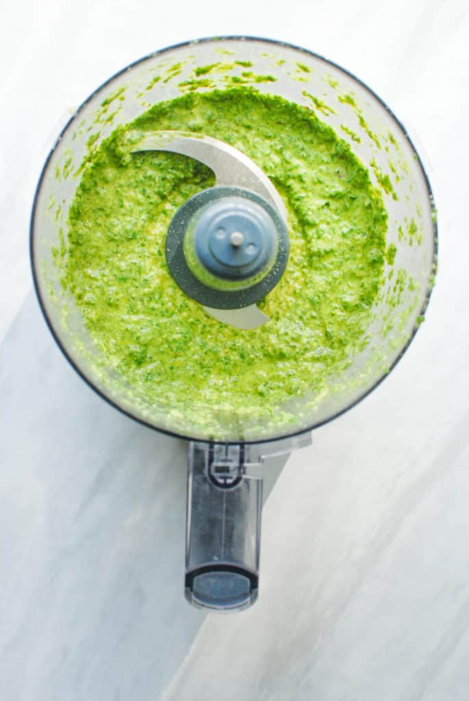 meyer lemon pesto in a food processor