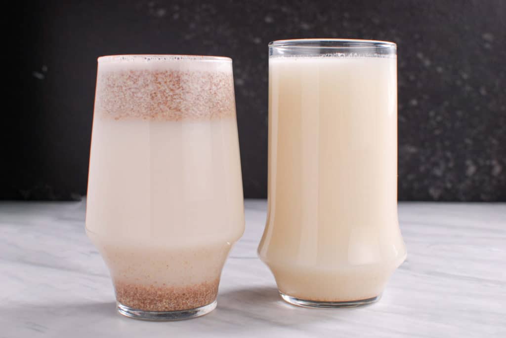 Two glasses of flaxseed milk