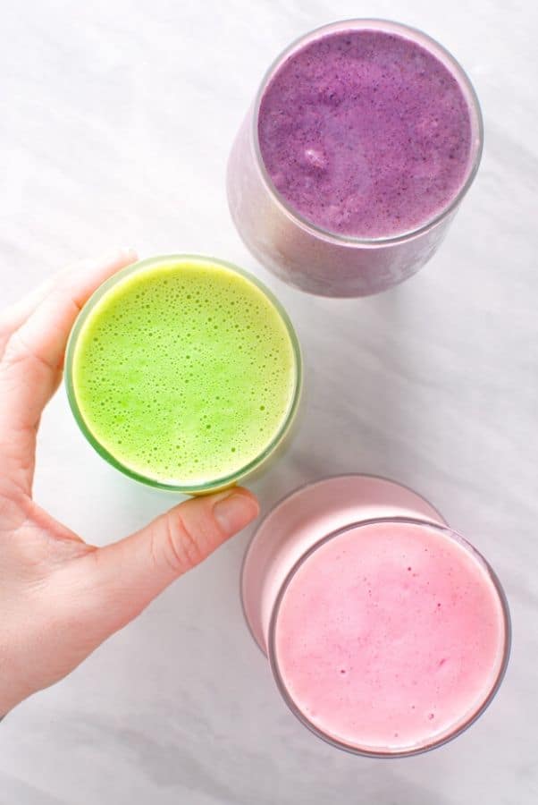 hand reaching for a flax smoothie