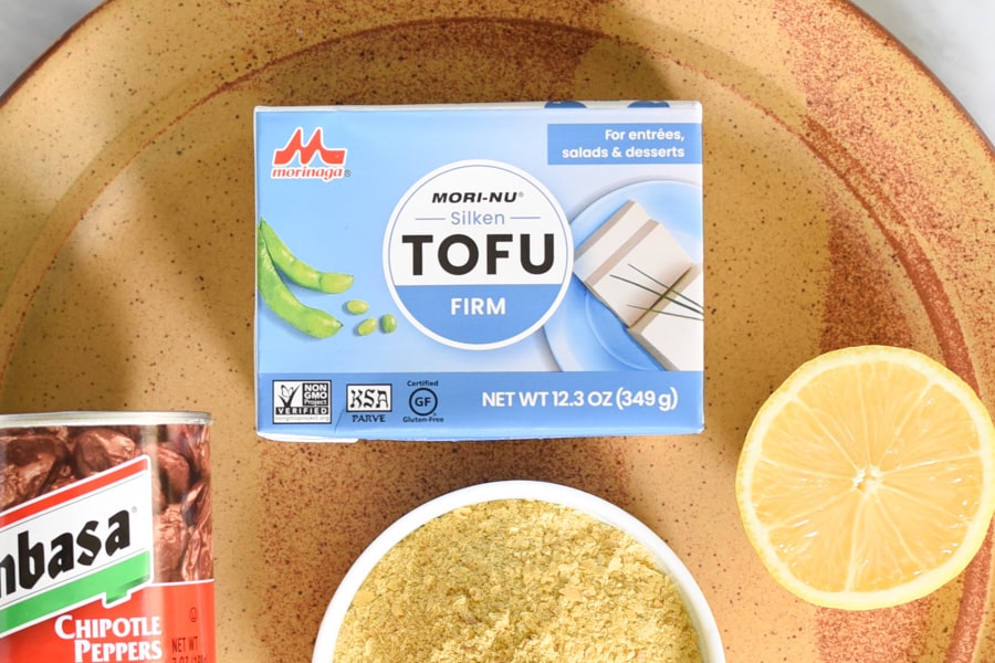 a box of silken tofu next to other ingredients
