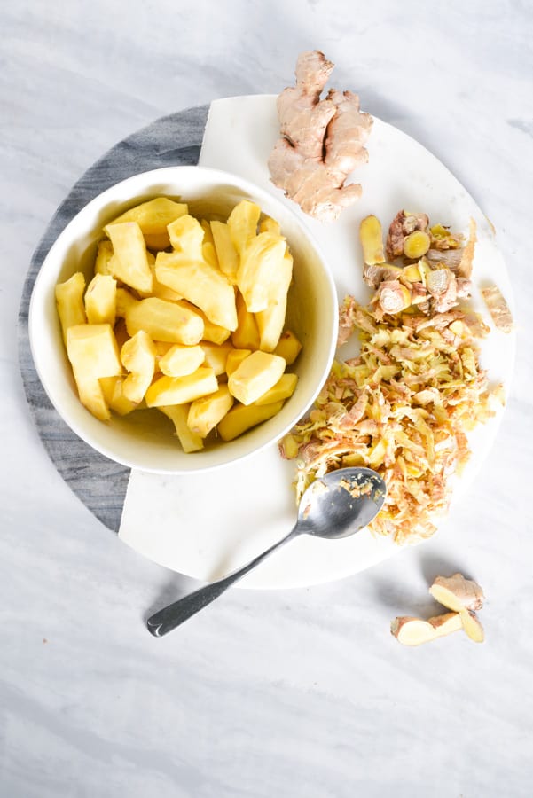 a bowl of peeled ginger