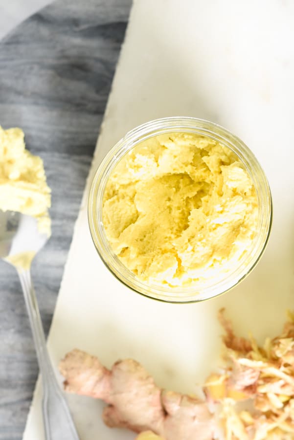 homemade ginger paste in a jar