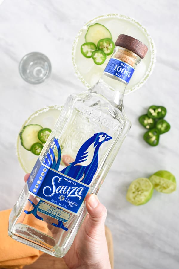 a bottle of Sauza  tequila for margaritas