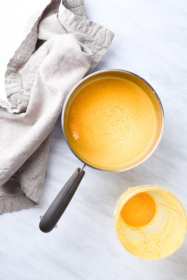 fresh golden milk paste in a pot