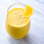 Turmeric Smoothie in a glass on the counter