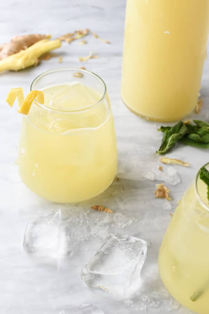 2 glasses of homemade ginger juice