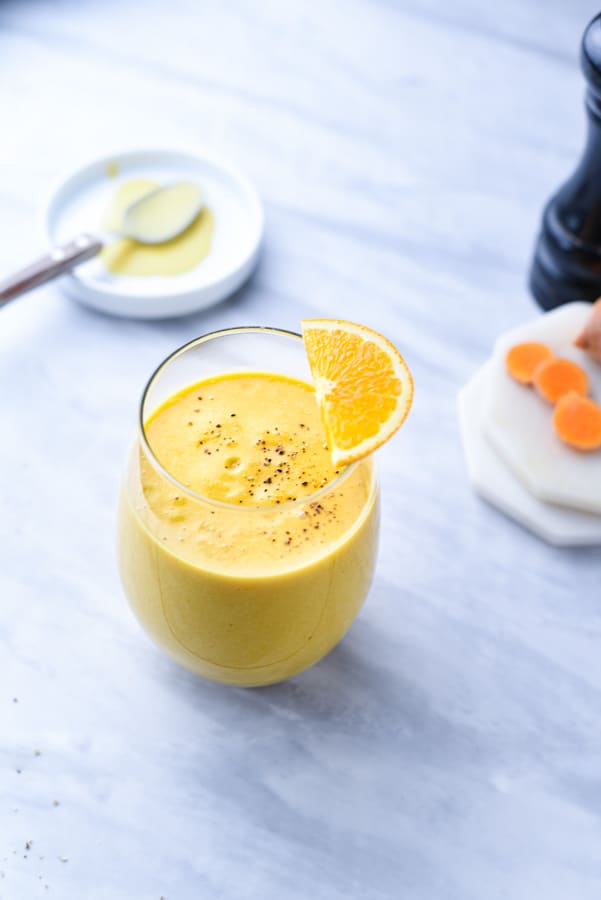 A bright orange smoothie