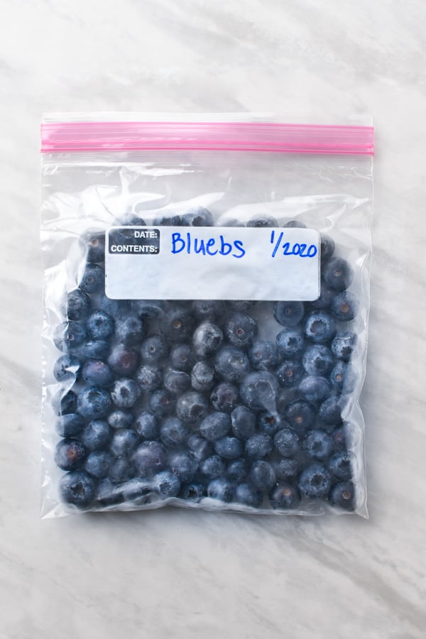 a bag of frozen blueberries