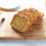 Pumpkin bread on a cutting board