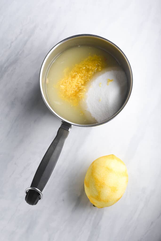 lemon juice, sugar, and lemon zest in a pot